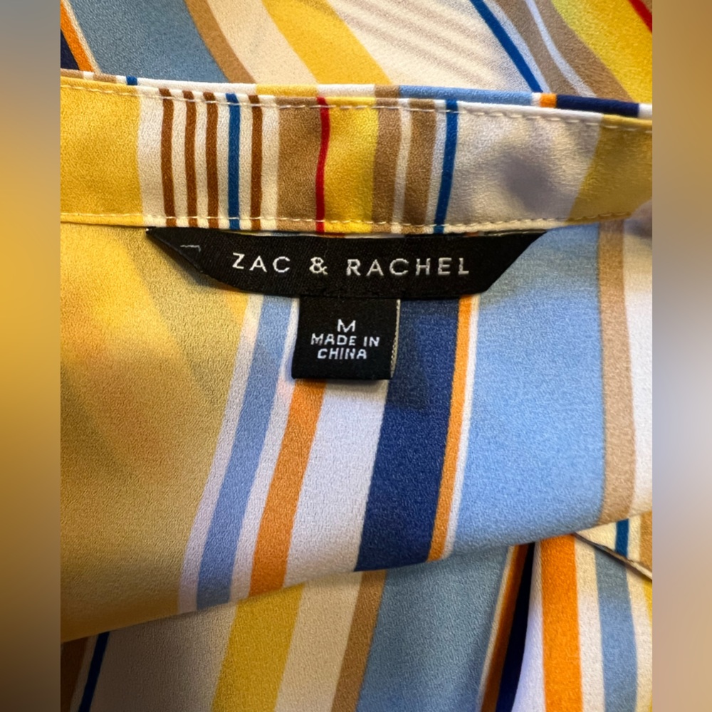 Zac & Rachel Yellow Striped Long Sleeve Shirt Size Medium Great Condition - Picture 4 of 5